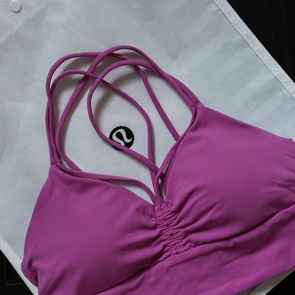 LULULEMON NULU STRAPPY V-NECK YOGA BRA IN POW PINK TONE SZ 8,10 NWT - Picture 2 of 9